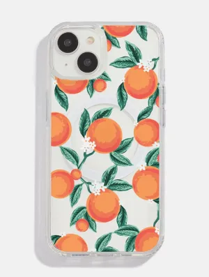 Smooth Craft Shockproof Frame Floral Orange MagSafe iPhone Case