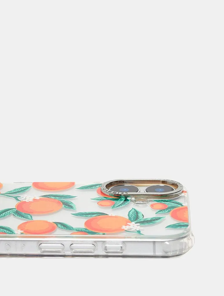 Glossy Texture Layer Floral Orange Shock iPhone Case