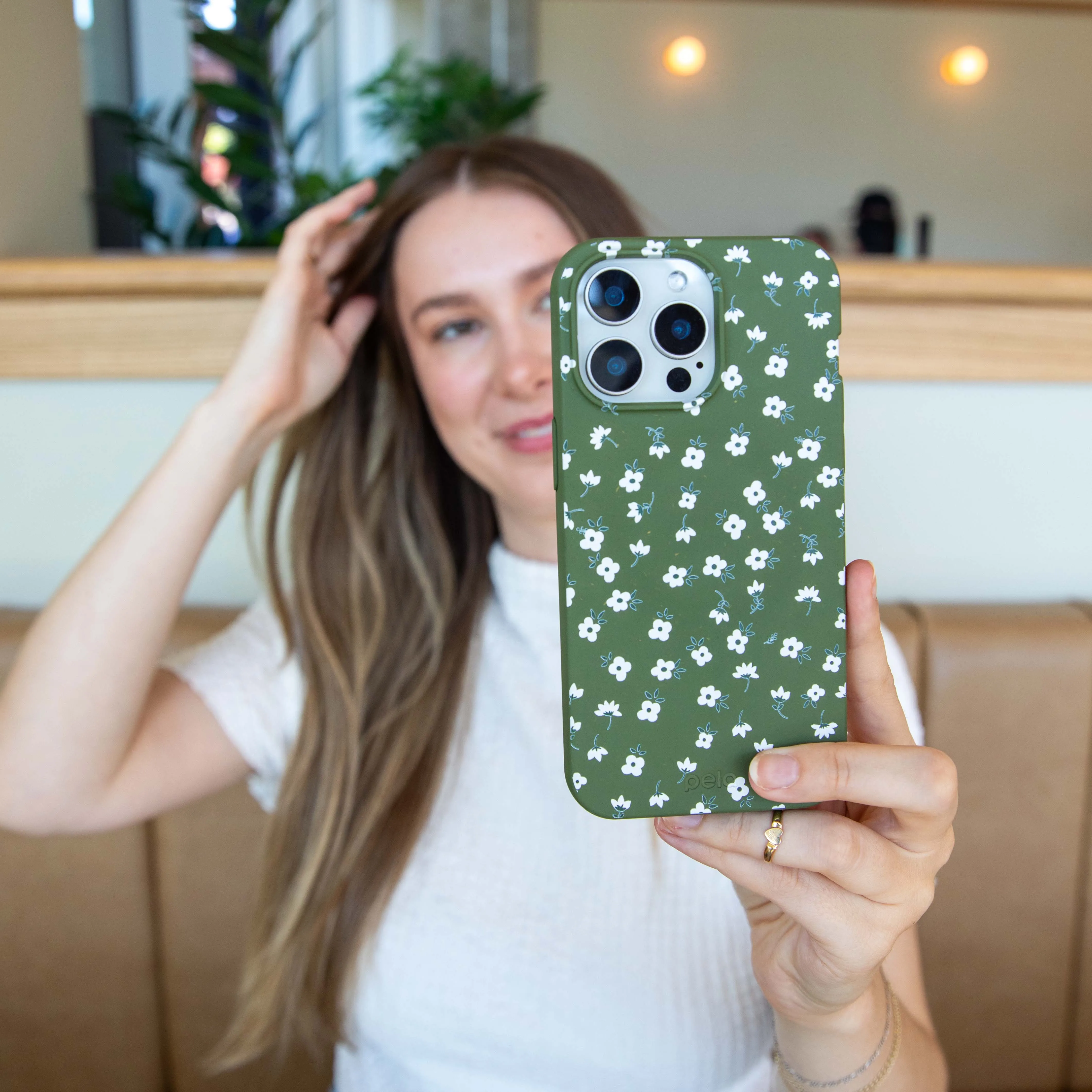 Forest Floor Ditzy Greens iPhone 17 Case Futuristic style