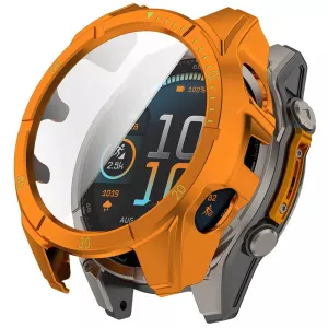 Luxury Shield Garmin Fenix 8 - 47mm AMOLED Hard Case with Glass (Orange/Green)
