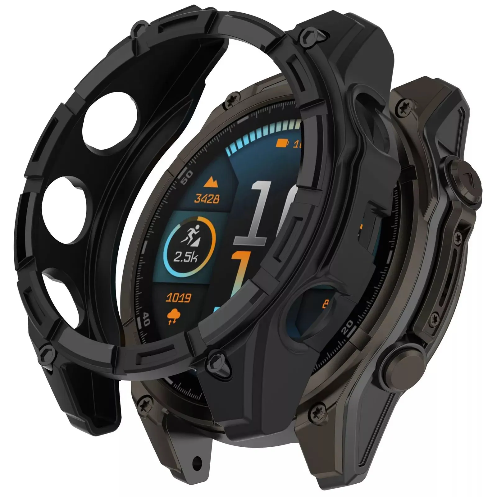 Garmin Fenix 8 - 47mm AMOLED Rugged TPU Case (Black) Cycling gear Bumper Armor Guarding