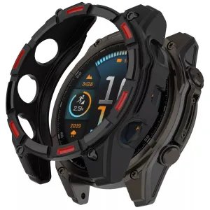 Slim Armor Shell Garmin Fenix 8 - 47mm SOLAR Rugged TPU Case (Black/Red)