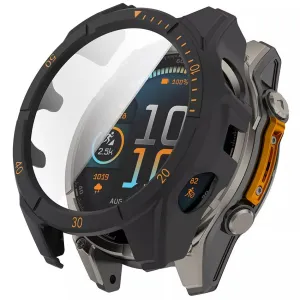 TPU Coating Hiking Shell Garmin Fenix 8 - 51mm AMOLED Hard Case with Glass (Black/Orange)