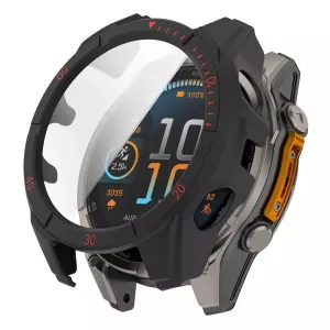 Luxury Armor Cover Garmin Fenix 8 - 51mm AMOLED Hard Case with Glass (Black/Red)