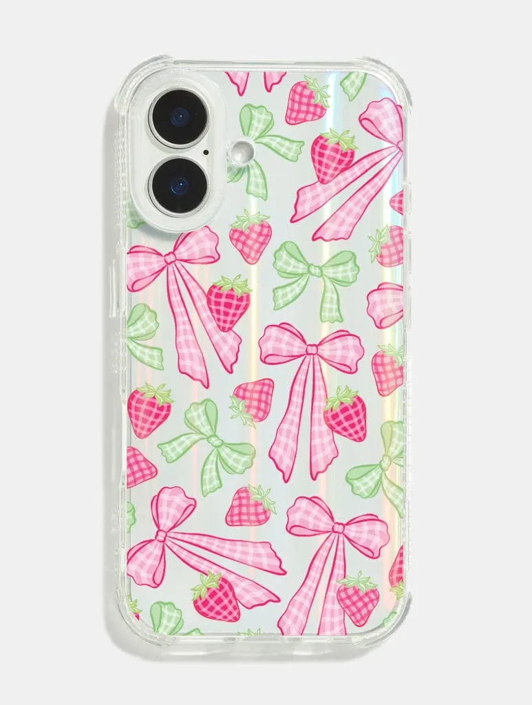 Gingham Bow Shock iPhone Case Hard Plastic