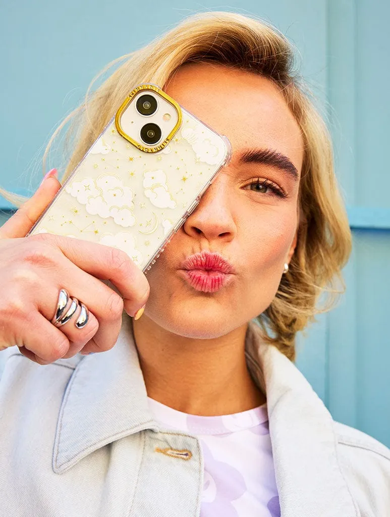 Polished Texture Design Color Accent Gold Celestial Cloud Shock iPhone Case