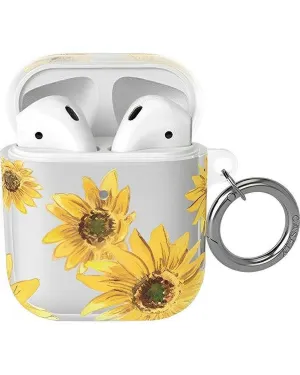 soft touch leather protector Creative Tech Accessory Golden Garden | Yellow Sunflower AirPods Case