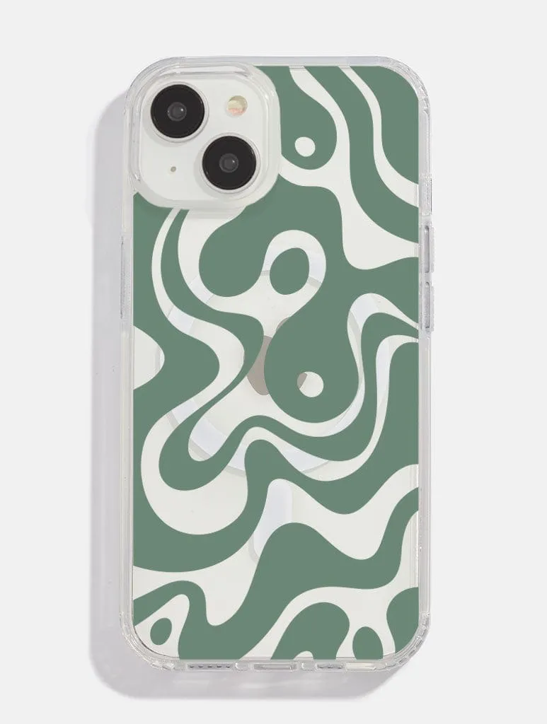 Shock Absorbing Green Abstract MagSafe iPhone Case