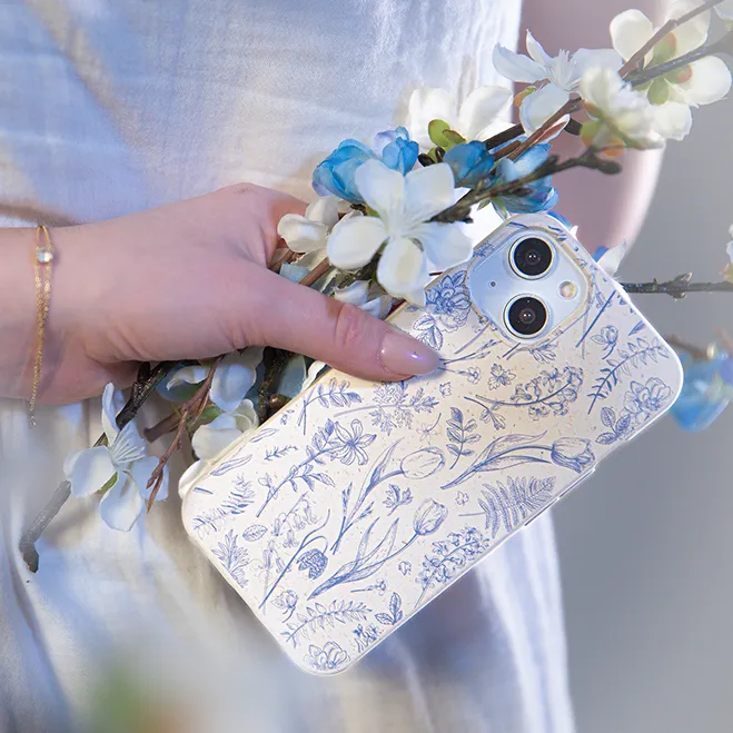 Durable Pattern Texture London Fog Indigo Bouquet iPhone 17 Case