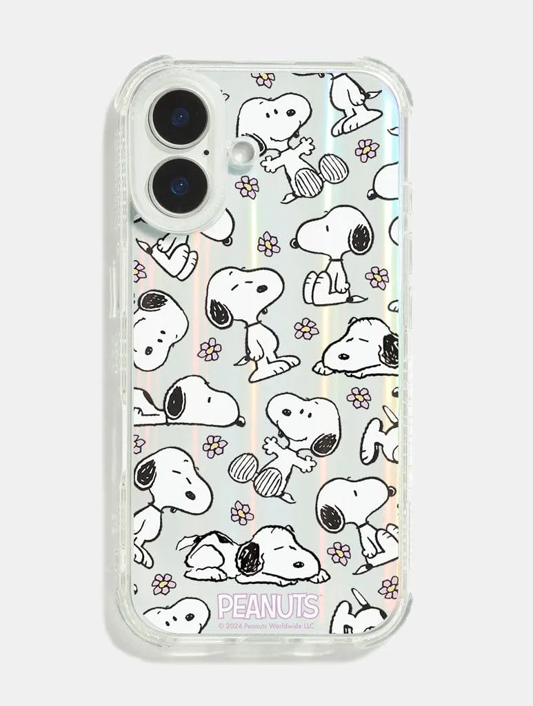 Peanuts x Skinnydip Snoopy Lilac Daisy Holo Shock iPhone Case Modern Design Texture