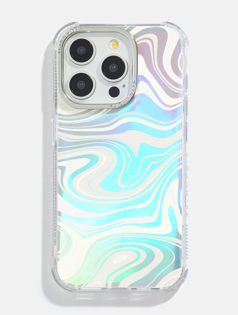 Soft Layered Design Portable Layer White Swirl Holo Foil Shock iPhone Case