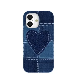 Strong Grip easy installation Powder Blue Denim Heart iPhone 17 Case