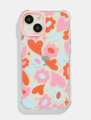 Trendy Accessory Matte Look Finish Groovy Flower Heart Shock iPhone Case