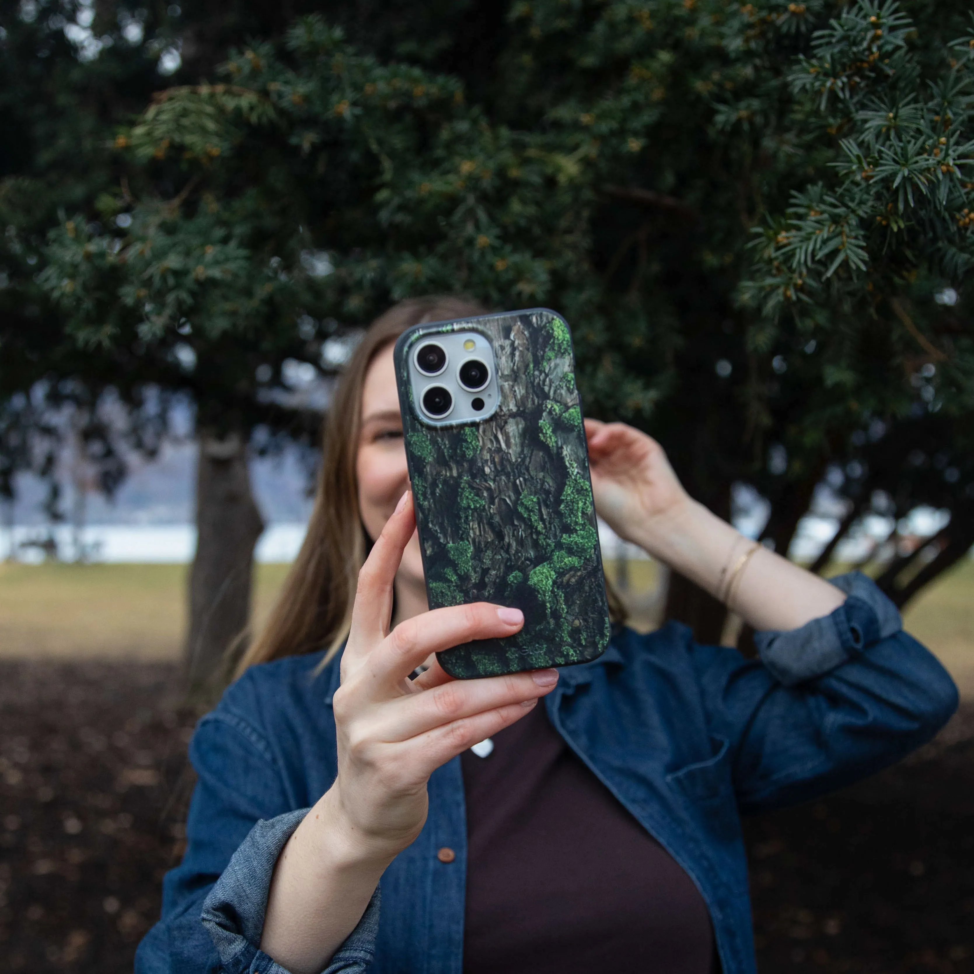 Black Tree Bark iPhone 17 Case Luxury Texture Finish Durable Coating