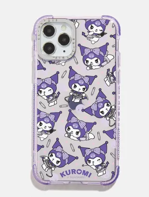 Pocket Ready Hybrid Texture Design Hello Kitty & Friends Kuromi Lilac Shock iPhone Case