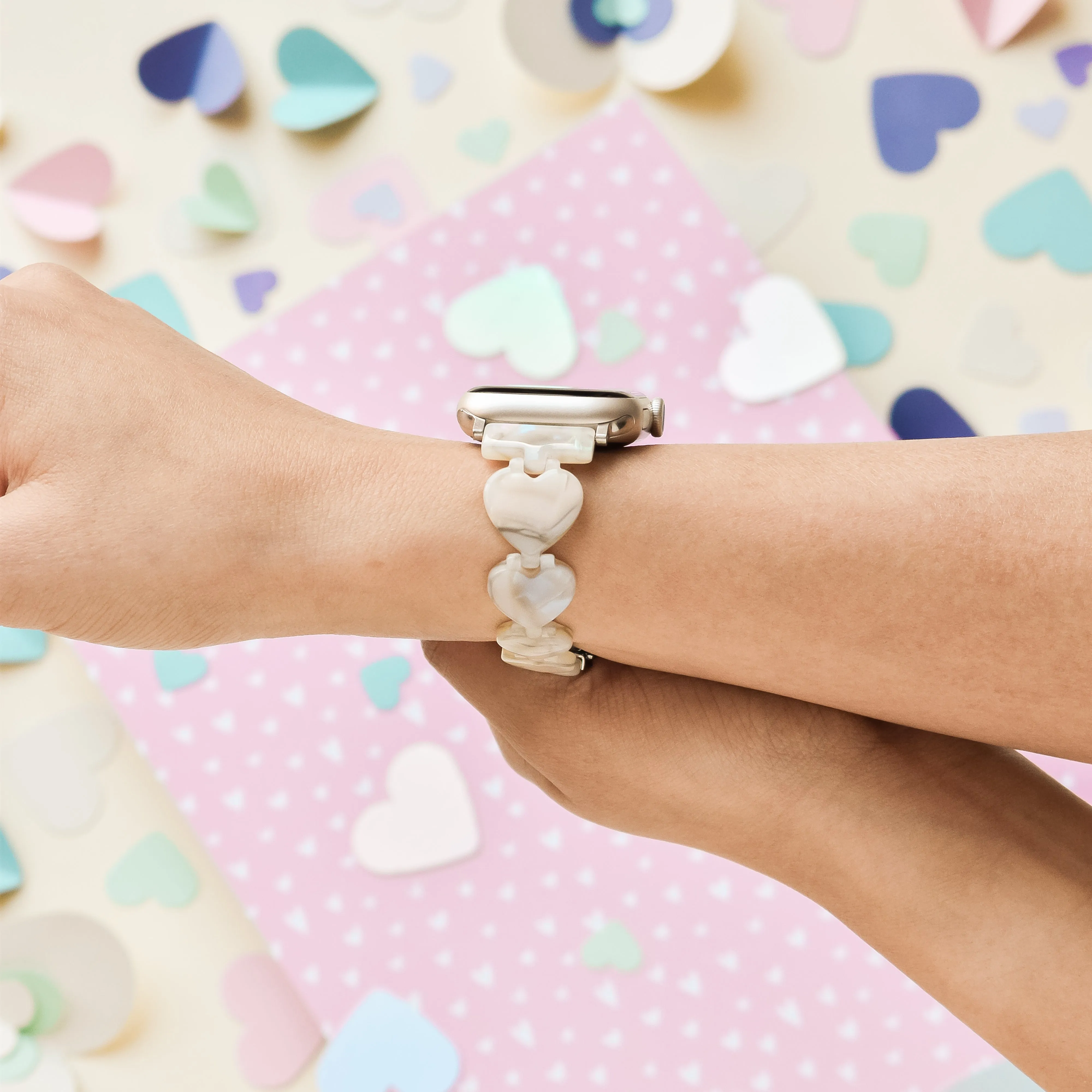 Luxe Hearts Apple Watch Strap - Rose Quartz Trendy Durable Style