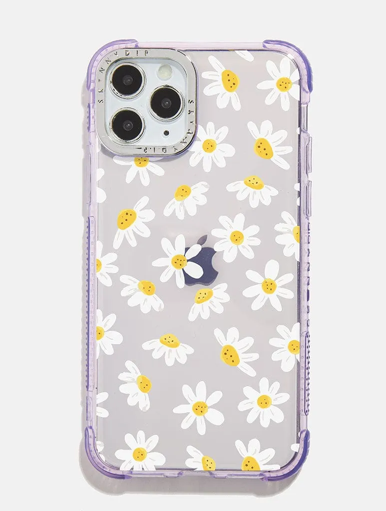 Protective Texture Layer Minimal Style Lilac Cute Daisy Shock iPhone Case