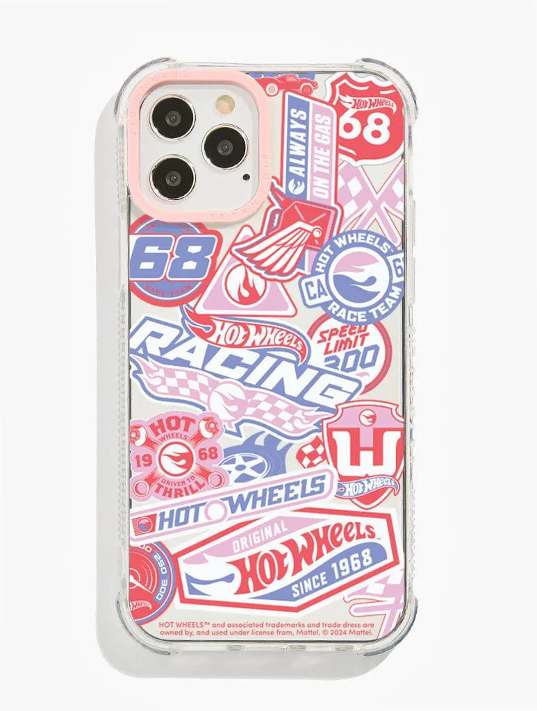 Raised Bezels Flexible Layer Design Hot Wheels Racing Sticker Shock iPhone Case