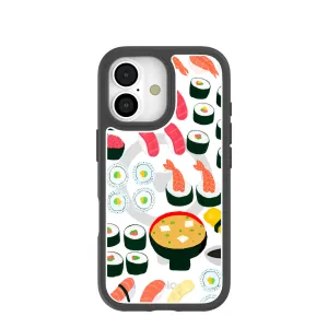 Hybrid Grip Rugged Pattern Design Clear Sushi Night iPhone 17 Case With Noir Ridge (MagSafe included)