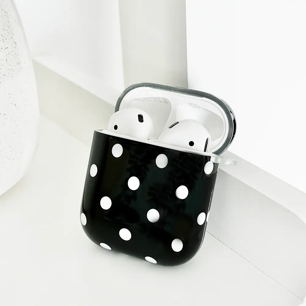 lightweight neon airpods shell Airpods Case - Black Polka Dot