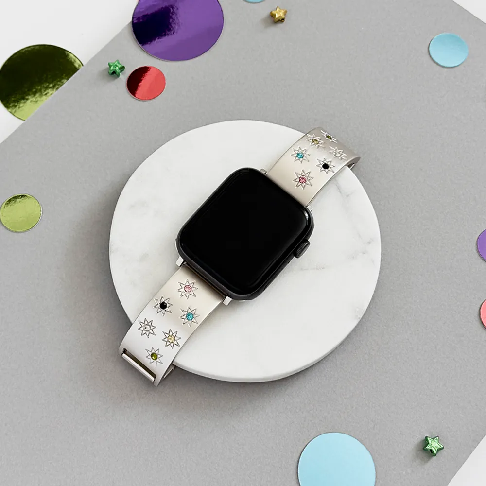 Ibiza Coloured Stone Apple Watch Strap - Starlight Eco Friendly