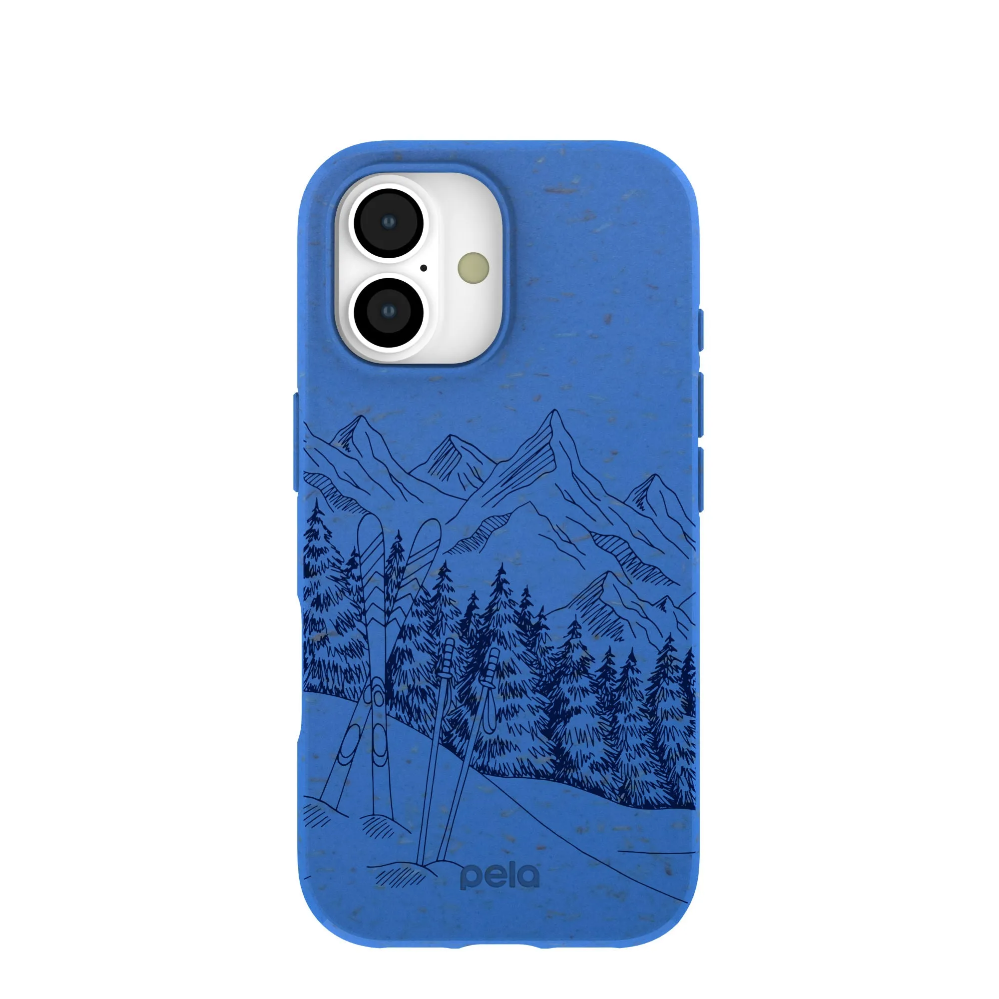 Impact Resistant Protective Frame Design Electric Blue Backcountry Ski iPhone 17 Case
