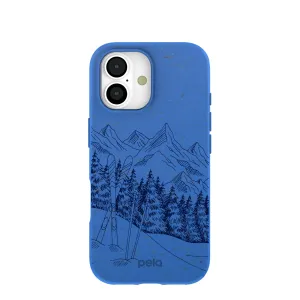 Impact Resistant Protective Frame Design Electric Blue Backcountry Ski iPhone 17 Case