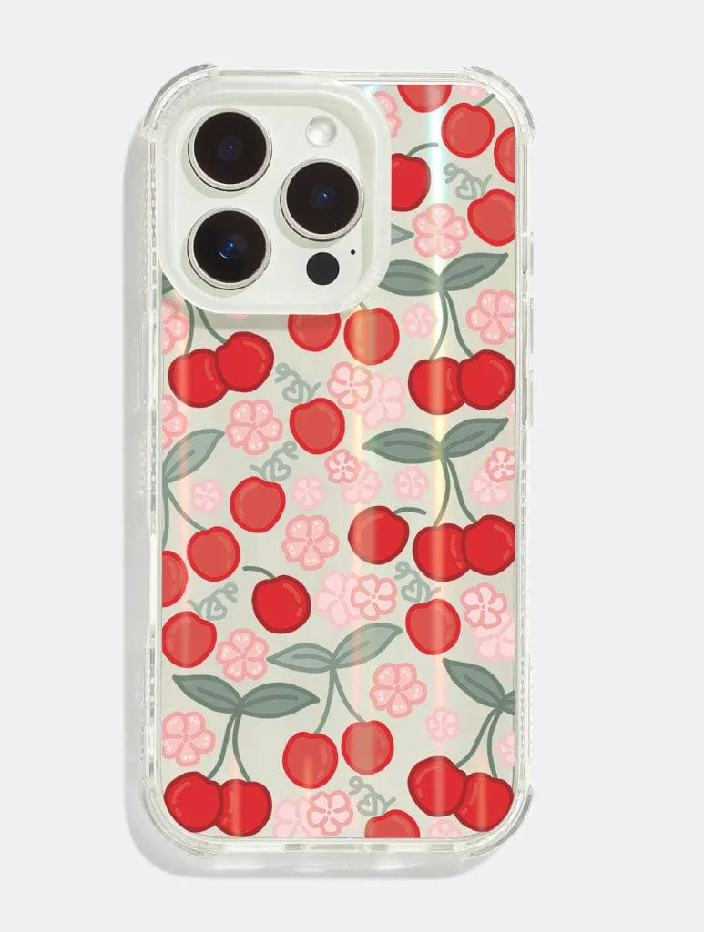 Katie Foylan x Skinnydip Cherries And Flowers Shock iPhone Case Comfort Layer Texture Luxury Texture Finish