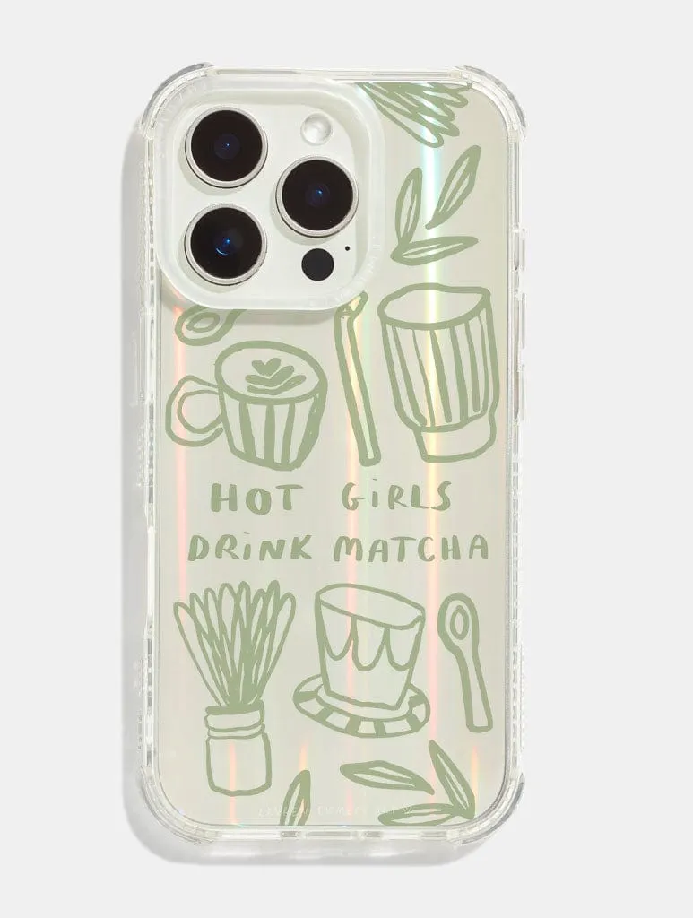 Gloss Finish Design Matte Look Finish Lauren Emmett x Skinnydip Hot Girls Drink Matcha Shock iPhone Case