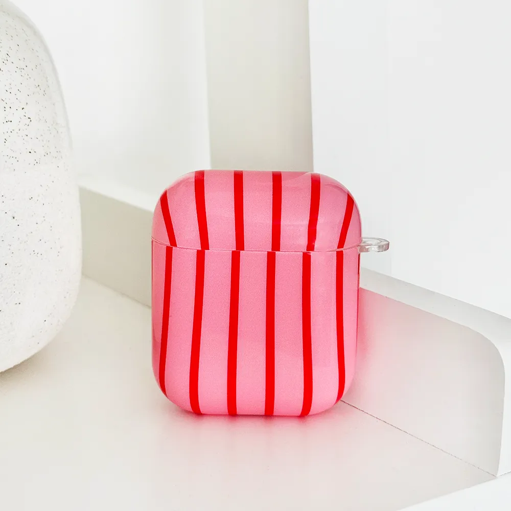 durable portable soft airpods protector Airpods Case - Cherry Stripe