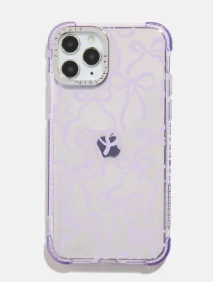 Compact Pattern Clear Finish Lilac Bows Shock iPhone Case