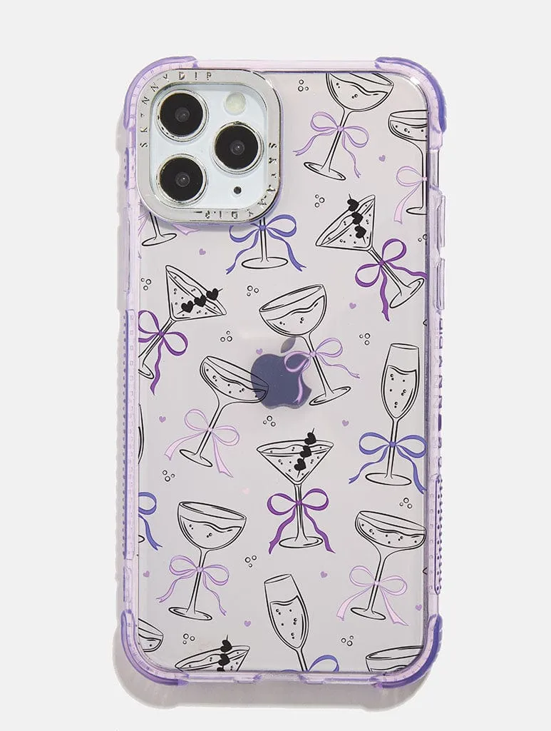 Hybrid Texture Lilac Cocktail Bows Shock iPhone Case
