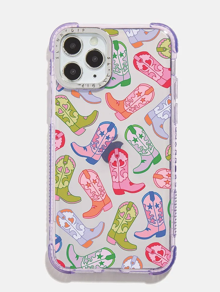 Minimal Pattern Texture Comfort Shield Lilac Cowboy Boot Repeat Shock iPhone Case