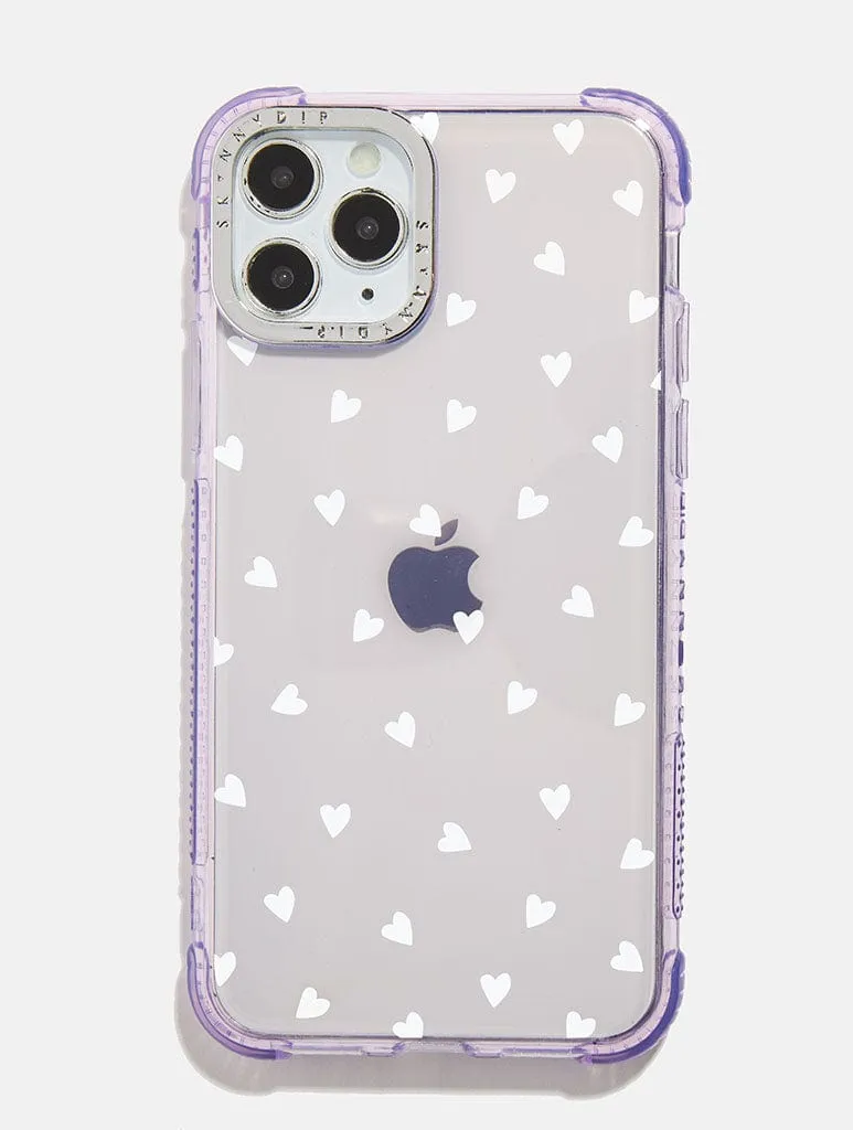 Clear View Affordable option Lilac Ditsy Heart Shock iPhone Case