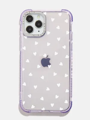Clear View Affordable option Lilac Ditsy Heart Shock iPhone Case