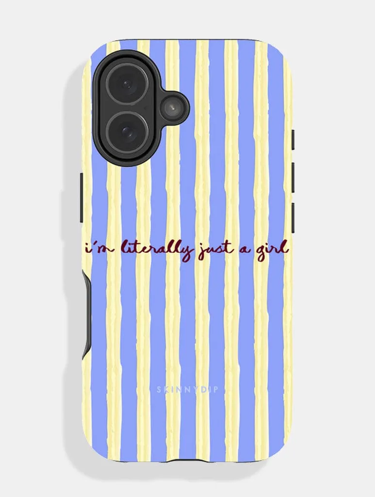 Gloss Finish Literally Just a Girl Stripey Quote Ultra Protective iPhone Case