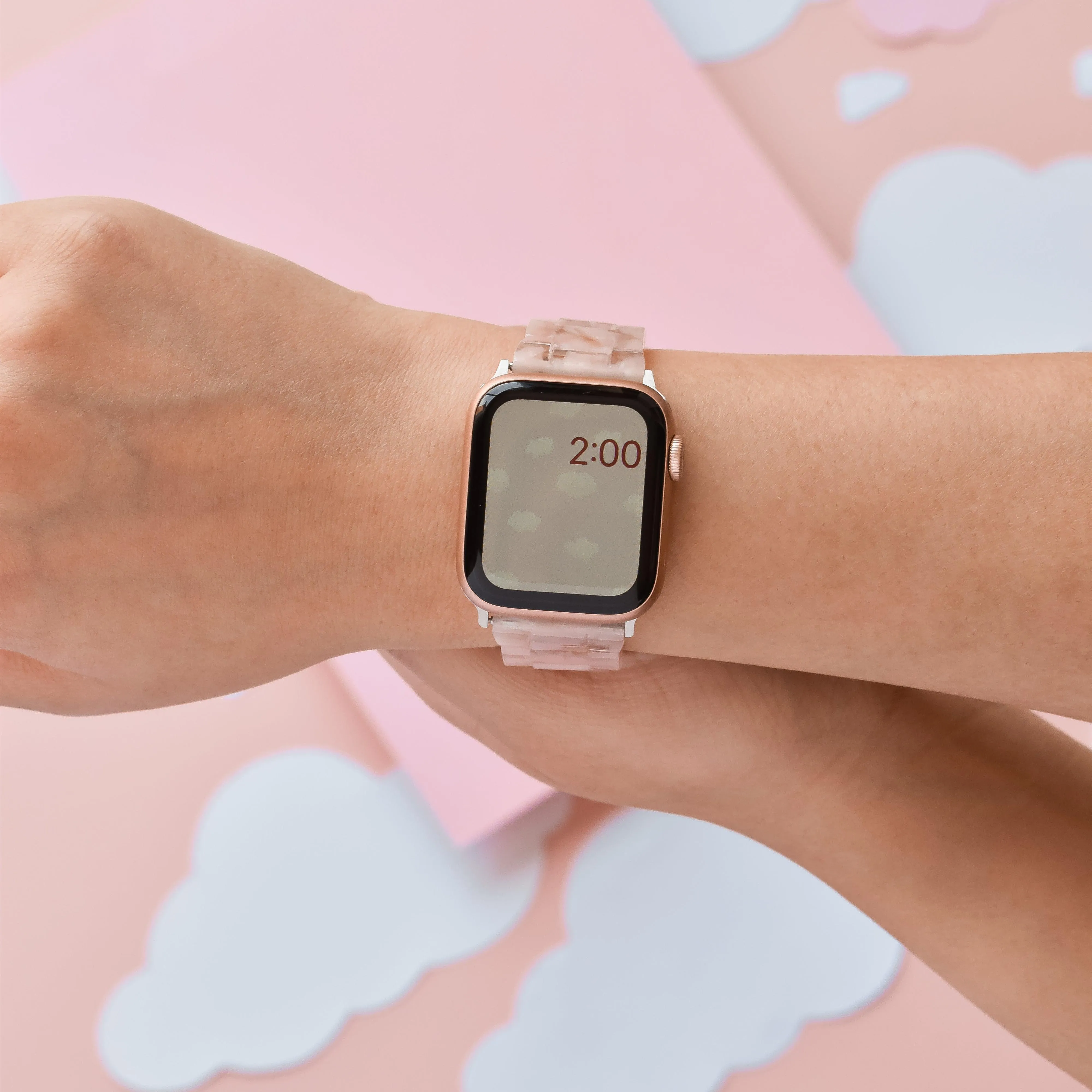 Luxe Pink Clouds Apple Watch Strap Modern Look Soft Band
