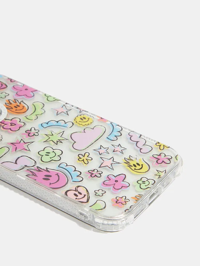 Rainbow Doodle Shock iPhone Case Stylish Cover Hybrid Material Build
