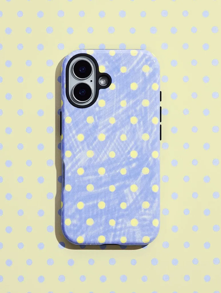 Blue And Yellow Painted Polka Dot Ultra Protective iPhone Case Slim Edge Sleek Surface