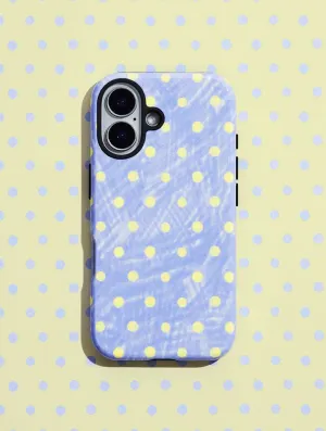 Artistic Design Gloss Surface Layer Blue And Yellow Painted Polka Dot Ultra Protective iPhone Case