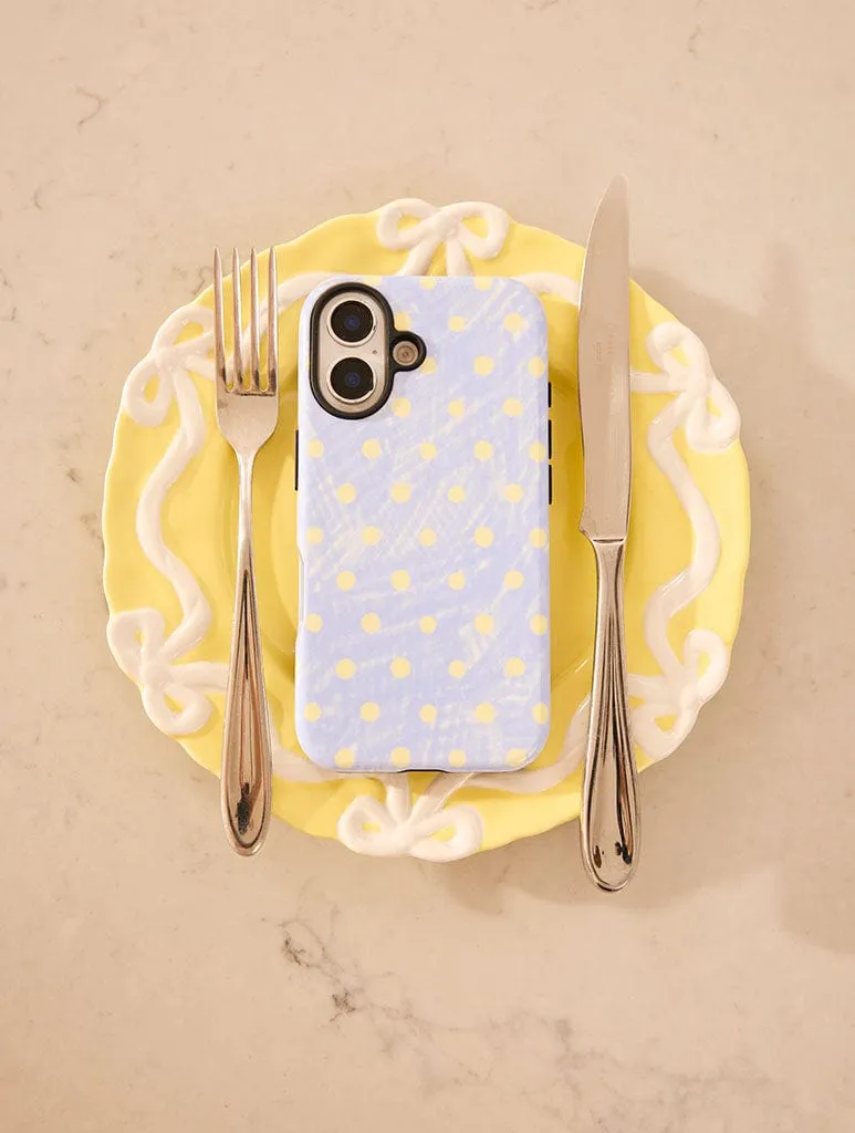 Blue And Yellow Painted Polka Dot Ultra Protective iPhone Case Transparent Look Scratch Barrier