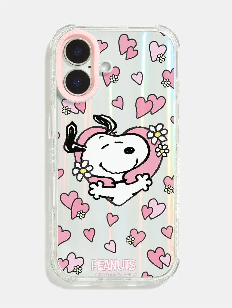 Clear Texture Anti glare Peanuts x Skinnydip Snoopy Love Hearts Shock iPhone Case