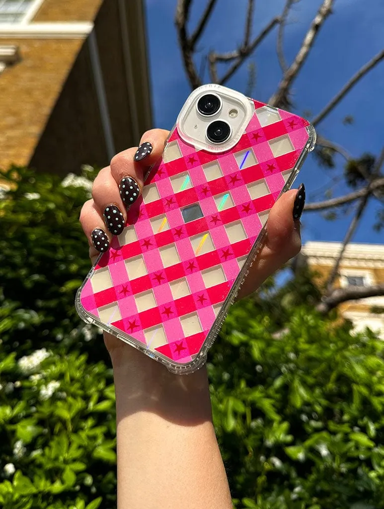 Elegant Layer Texture Maia Faddoul x Skinnydip Pink Check Shock iPhone Case