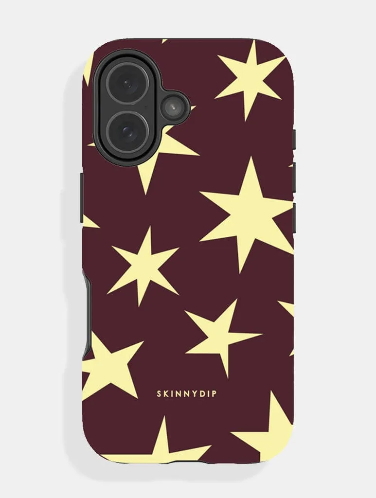 Maroon and Yellow Ditsy Star Ultra Protective iPhone Case Soft Detail Non Slip