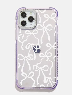 Heat resistant Lavender White Bows Shock iPhone Case