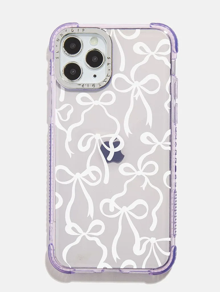 Lavender White Bows Shock iPhone Case Elegant Craft Long Lasting