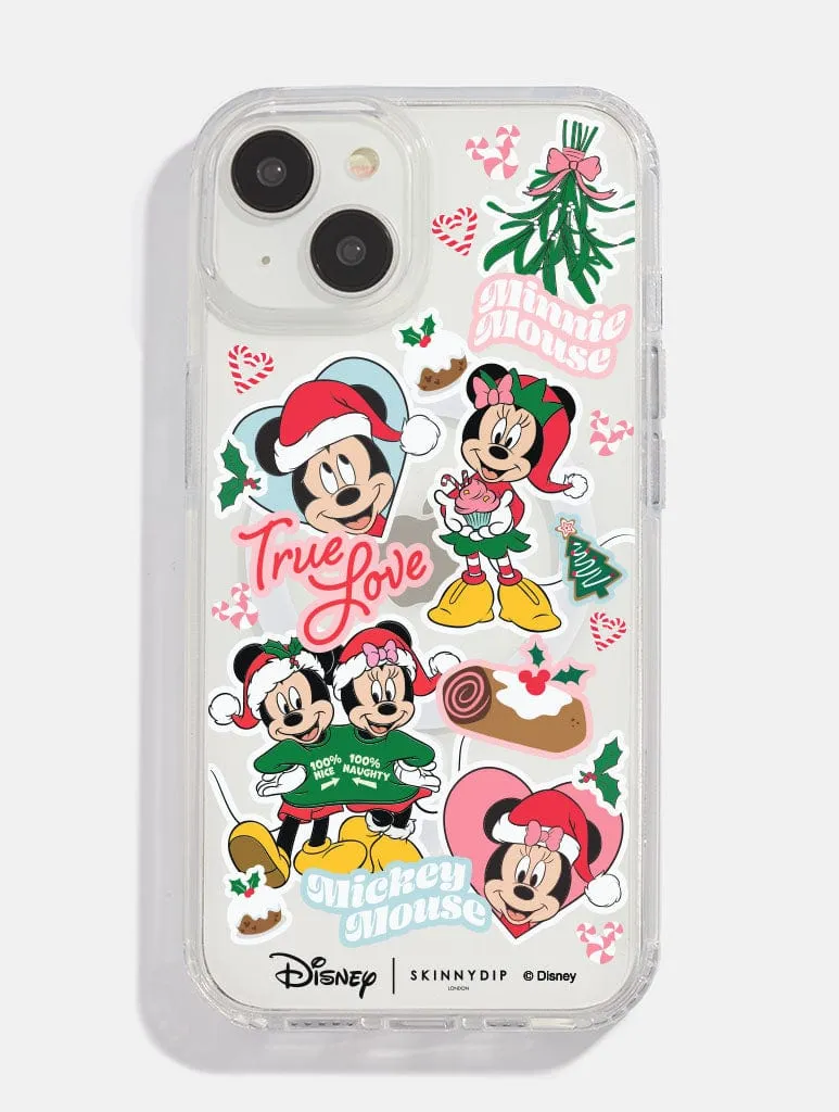 Disney Minnie & Mickey Christmas Sticker MagSafe iPhone Case Gloss Finish Texture