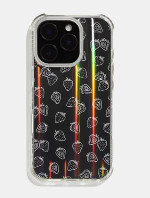 Ergonomic Texture White Ditsy Strawberries Shock iPhone Case