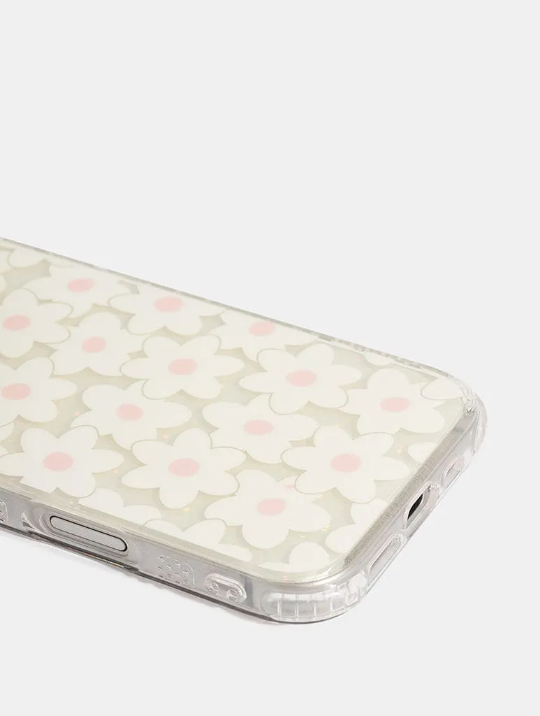 Gloss Surface Layer Ecru Multi Flower Shock iPhone Case