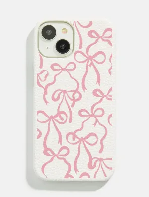 Practical Design White & Pink Bows Vegan Leather iPhone Case